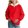 thumbnail image 1 of Cute Fall Sweatshirts for Teen Girls New Girls Oversized Hoodie Color Block Hooded Sweatshirts Trendy Long Sleeve Pullover Kids Fall Clothes Red 2 Years, 1 of 8