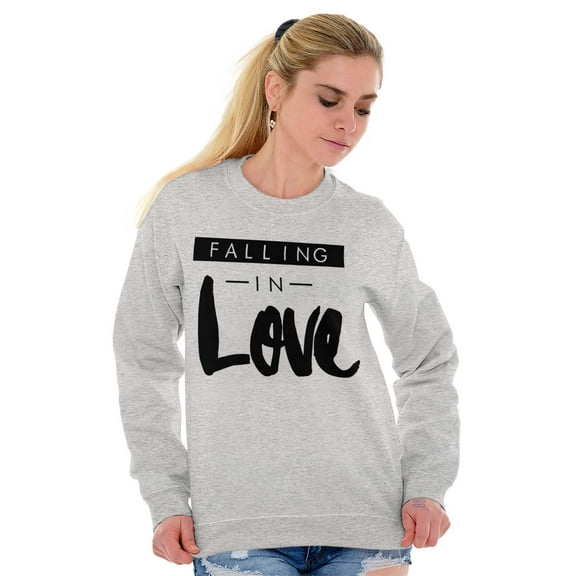 Cute Falling in Love Romantic Quote Women Plus Size Crewneck Sweatshirt Brisco Brands 2X