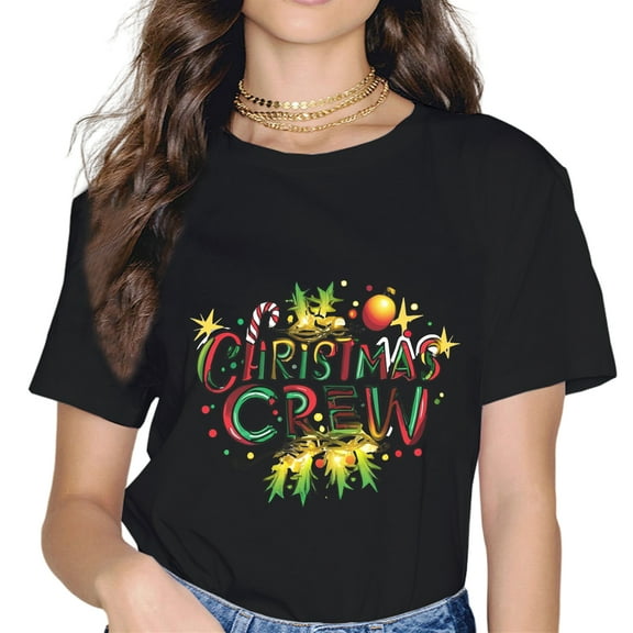 Cute Family Christmas Crew Matching Pajama Gift Lights T-Shirt