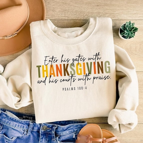 Cute Family Thanksgiving Sweatshirt – Christian Thankful Sweater, Jesus Blessings Fall Shirt, Faith Family Holiday Outfit
