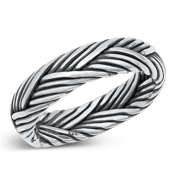 Cute Fan Braided Wholesale Ring .925 Sterling Silver Wedding Band Jewelry Female Male Unisex Size 8