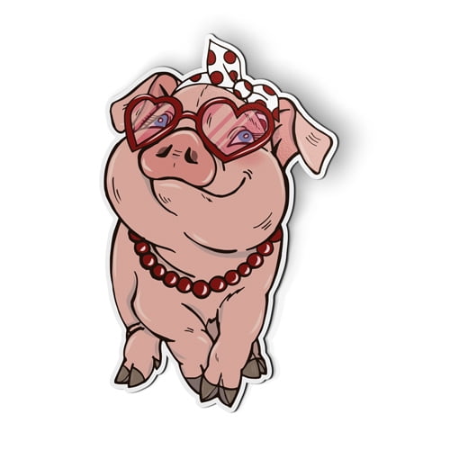 Cute Fancy Piggie Pig - 5" Magnet for Car Locker Refrigerator