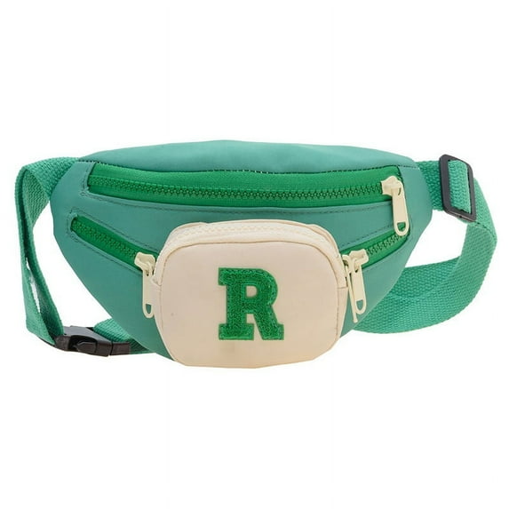 Cute Fanny Pack Kids Small Waist Belt Bag Color Block Letter Design Crossbody Chest Sling Purse for Girls Boys