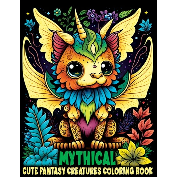 Cute Fantasy Mythical Creatures: Coloring Book Featuring Adorable Animals with Magical Creatures and Imaginary Worlds, (Paperback)
