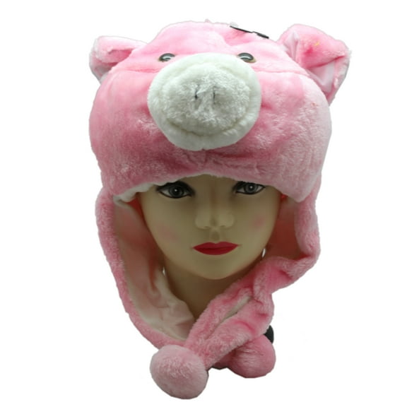 Cute Farm Animal Plush Hat: Pink Piggy