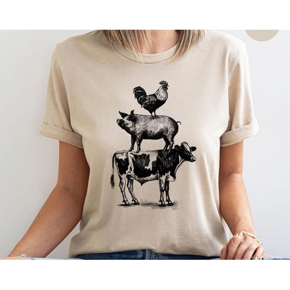 Cute Farm Animal Shirt, Farmer T-Shirt, Farm Country T-Shirt, Chicken Shir,t Cow Shirt, Farm Graphic Tee, Farmer Gift, Farm Tee