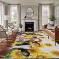 thumbnail image 1 of Cute Farm Animals Area Rugs 5'x8', Washable Small Throw Rugs for Classroom Bedroom, Farmhouse Cow Pig Sunflowers Indoor Outdoor Rug Non-Slip Low Pile Carpet Runner Reversible Floor Mats, 1 of 8