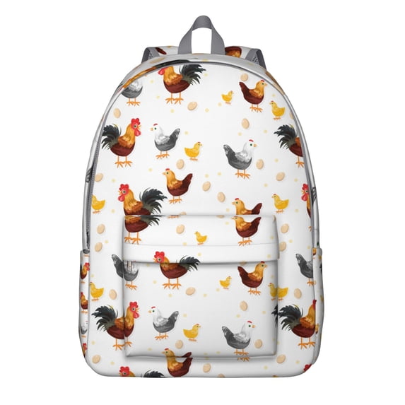 Cute Farm Chicken Backpack for Teens, Waterproof School Bag with Cartoon Egg and Cluck Pattern
