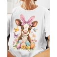 thumbnail image 1 of Cute Farm Cow Tee Easter Egg Hunt Graphic T-Shirt Gift For Her, 1 of 11