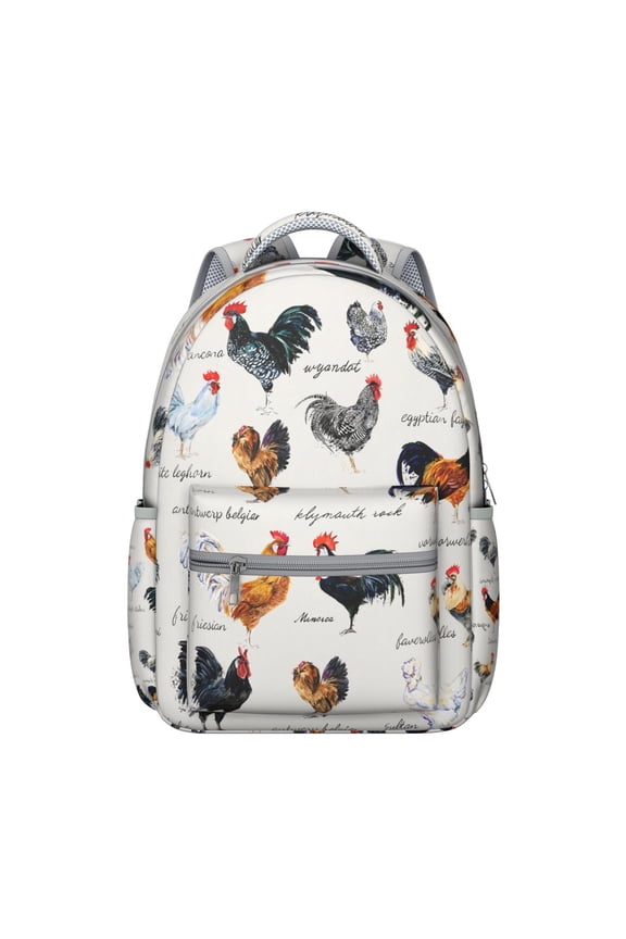 Cute Farmhouse Chicken Backpack for Student Cartoon Egg Chick Hen Print Rustic Pattern Bookbag Coop Style for Student