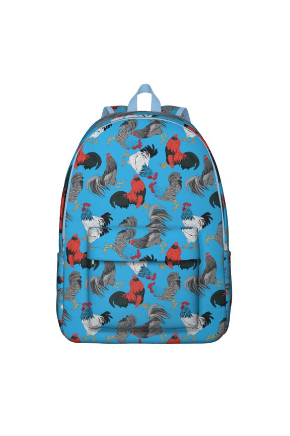 Cute Farmhouse Chicken Print Backpack, Waterproof School Bag with Cartoon Egg and Cluck Design