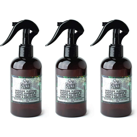 Cute Farms Indoor Potted Exotic Flower & Tropical Plant Food & Fertilizer (Three - 8 oz. Spray Bottle)