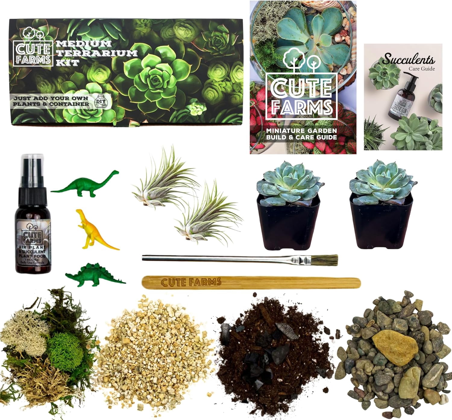 Cute Farms Terrarium Starter Kit | Moss, Vermiculite, Soil, Pebbles ...