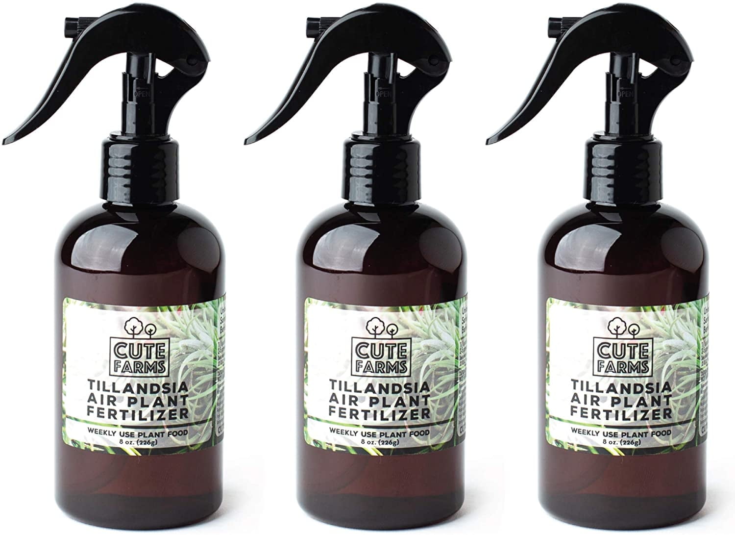 Cute Farms Tillandsia Air Plant Fertilizer - Weekly Use (Three - 8 oz. Spray Bottle)