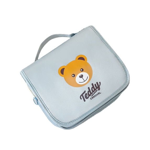 Cute Fashion Cartoon Wash Pouch Makeup Organizer Toiletry Bag Travel Cosmetic Pouch Makeup Case Make Up Bag Storage Bag Teddy Bear Cosmetic Bag BLUE