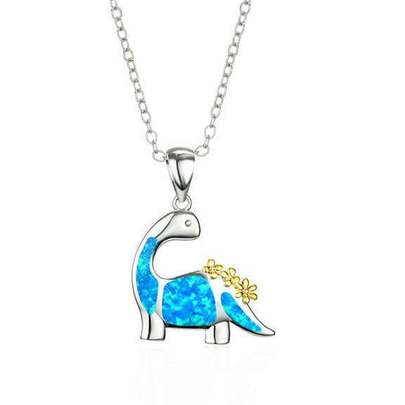 Cute Fashion Dinosaur Pendant Necklaces for Women Men Classic Shiny Opal Rhinestone Charm Choker Animal Lover Gifts Jewelry