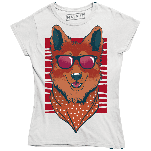 Cute Fashion Dog Funny Smiling Dog Wearing Pink Sunglasses T-Shirt