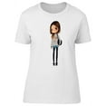 thumbnail image 1 of Cute Fashion Girl With Bag T-Shirt Women -Image by Shutterstock, Female Large, 1 of 2