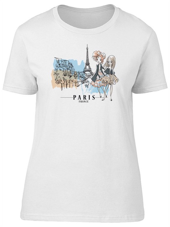 Cute Fashion Girls In Paris T-Shirt Women -Image by Shutterstock, Female Medium