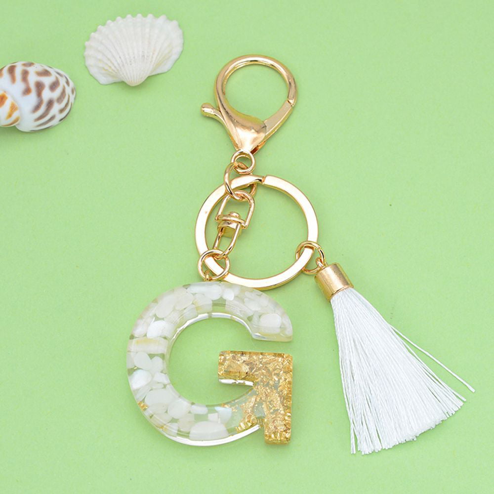 New 2024 Popular Acrylic Letter Keychain with Tassel Women Bag Pendant Gold  Foil Initial Alphabet Keyring Girlfriend Wallet Charm Gifts Fashion