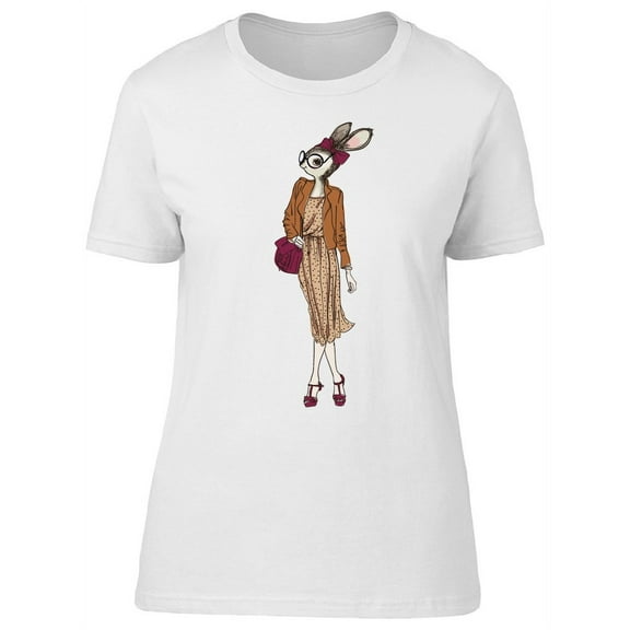 Cute Fashion Hare Bunny Lady T-Shirt Women -Image by Shutterstock, Female x-Large