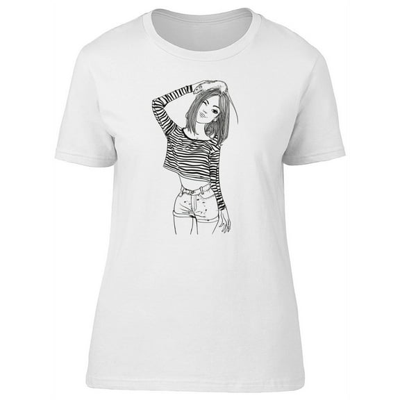Cute Fashion Lady With A Rat Pet T-Shirt Women -Image by Shutterstock, Female Medium