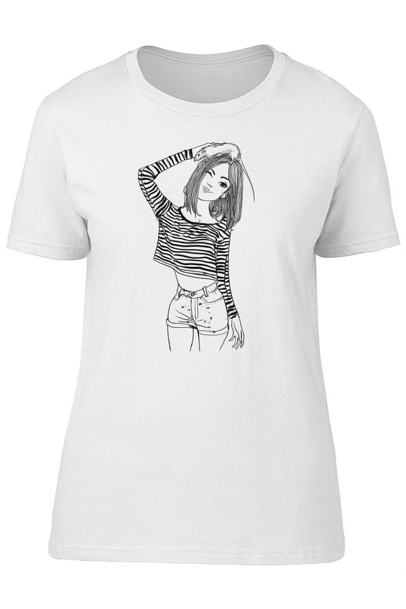 Cute Fashion Lady With A Rat Pet T-Shirt Women -Image by Shutterstock, Female Medium