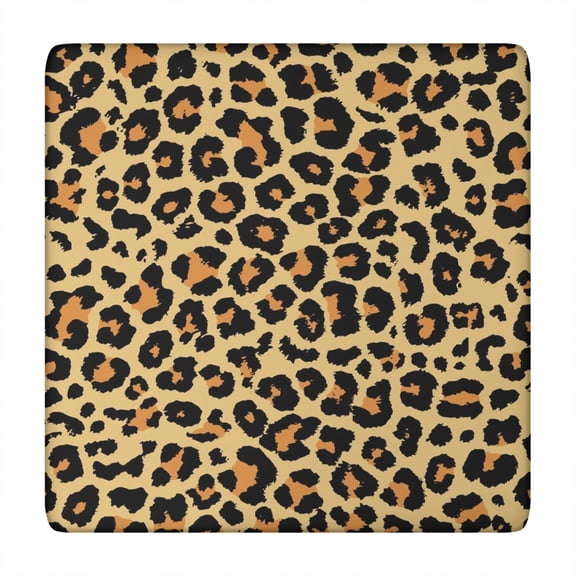 Cute Fashion Leopard Print Table Cover - Chic Elastic Edge Washable Fabric (34x34 Inch)