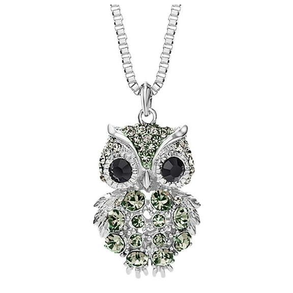 Cute Fashion Owl Pendant Necklaces for Women Rhinestone Diamond Animal Sweater Chain Long Charm Necklaces Jewelry Valentines Gift