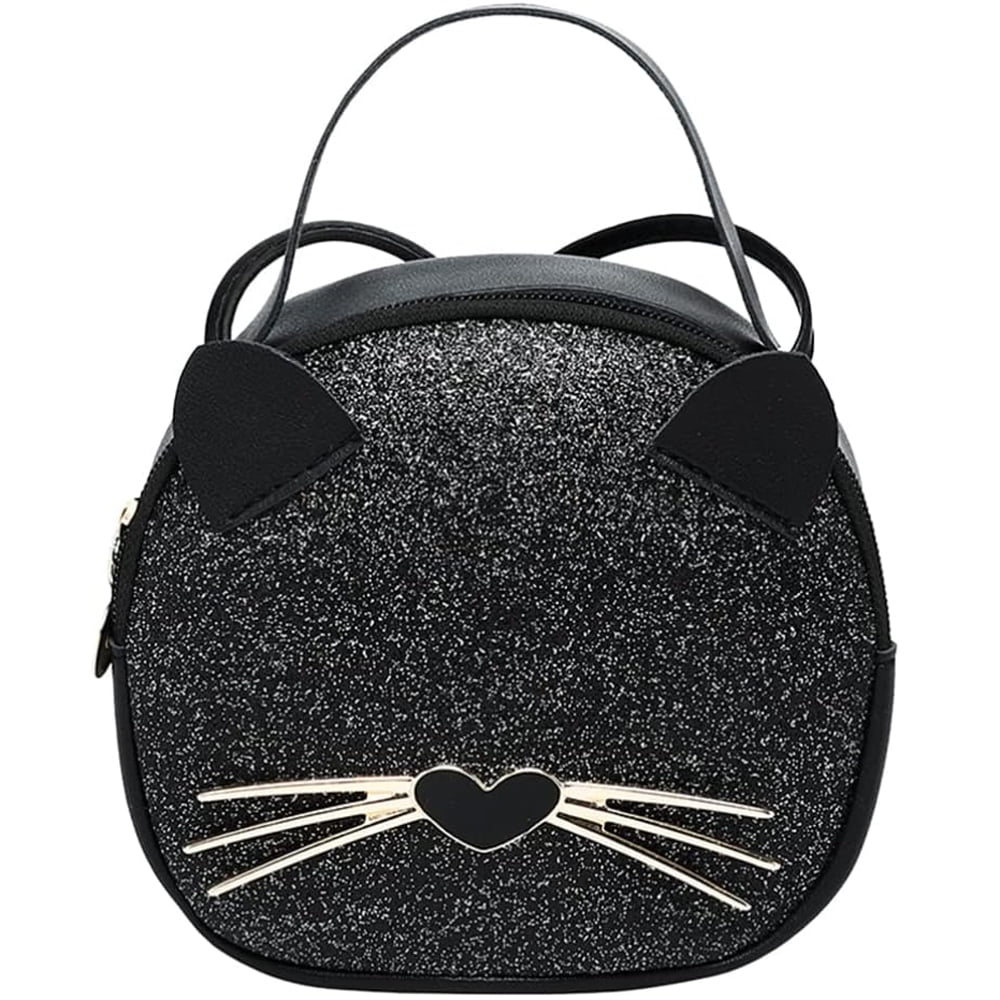 Kate Spade Novelty Black Leather Kitty Cat Ears Crystal Silver Party Purse  Bag | eBay
