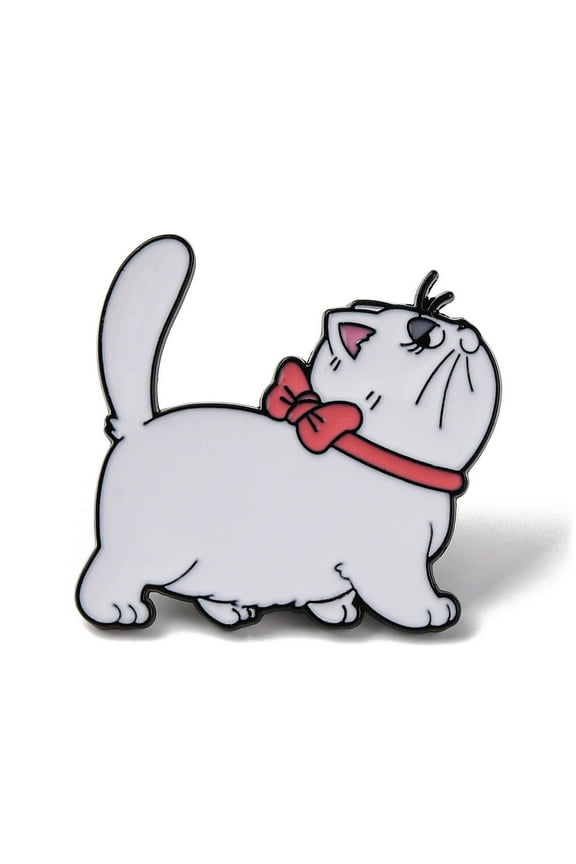 Cute Fat Cat Alloy Enamel Pins Lovely Kitten Brooches White 32x36mm DIY