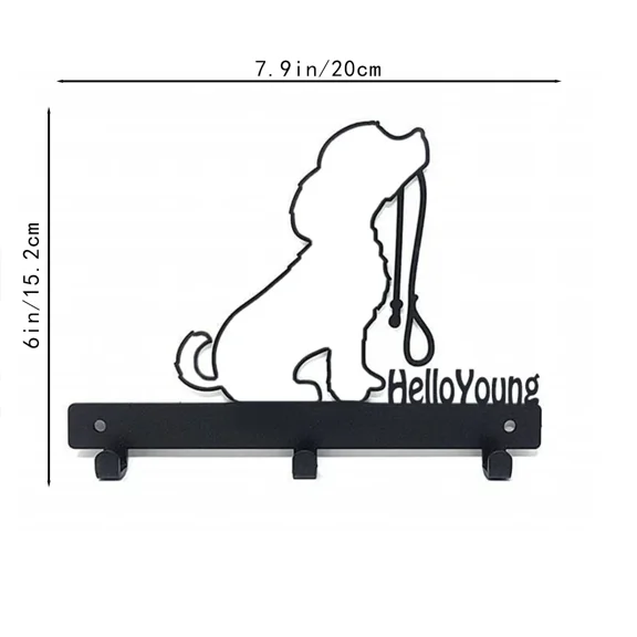 Iron Dog Lead Leash Key Coat Holder Wall Mounted Towel Hanger Rack Decorative Key Hook Wall Hanging for Entryway