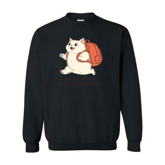 Cute Fat Cat Running From My Problems Funny Unisex Sweatshirt up to 5XL ...