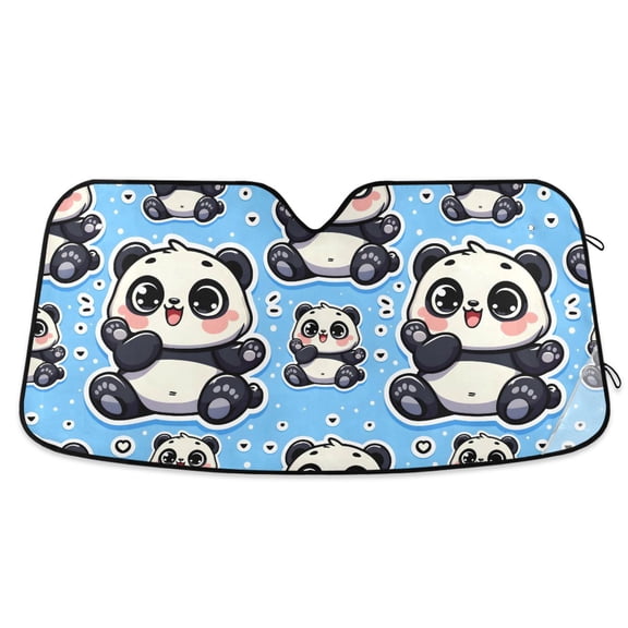 Cute Fat Chubby Panda Car Windshield Sun Shade Foldable Car Front Window Visor Heat and UV Protection 55x27.6