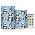 thumbnail image 1 of Cute Fat Chubby Panda Flickering Flameless LED Candles set of 2 Battery Operated 18-Key Remotes Timer Halloween Fall Decor D3''xH4''5'', 1 of 7