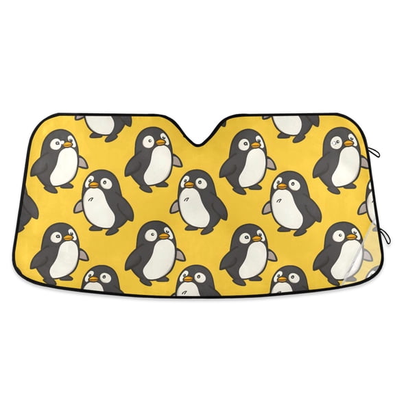 Cute Fat Penguin Car Windshield Sun Shade Foldable Car Front Window Visor Heat and UV Protection 53x23.5