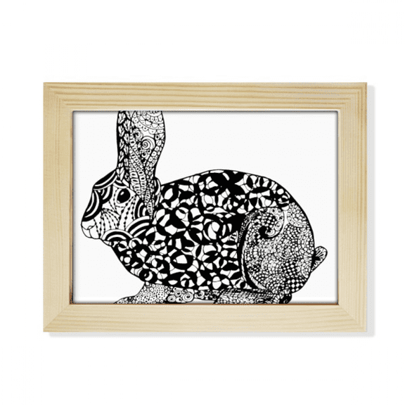 Cute Fat Rabbits Animal Portrait Sketch Desktop Photo Frame Picture Art Decoration Painting 6x8 inch