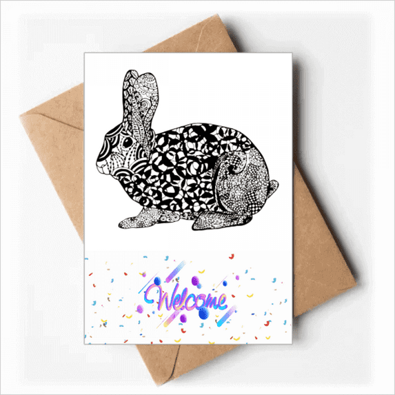 Cute Fat Rabbits Animal Portrait Sketch Welcome Back Greeting Cards Envelopes Blank
