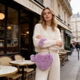 thumbnail image 1 of Cute Faux Fur Handbag, Heart Shaped Furry Crossbody Bag with Chain, Fashionable Storage Purse, Holiday Gift for Women Teen Girls, 1 of 6