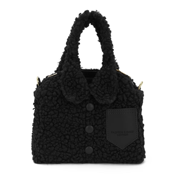 Cute Faux Fur Purse for Women Novelty Furry Handbag Tote Plush Shoulder Purse Funny Crossbody Bag