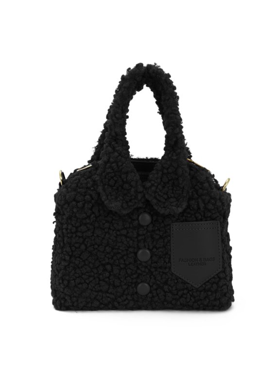 Cute Faux Fur Purse for Women Novelty Furry Handbag Tote Plush Shoulder Purse Funny Crossbody Bag