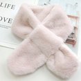 thumbnail image 1 of Cute Faux Rabbit Fur Plush Winter Warm Cross Scarf Neckerchief Wrap Solid Color Neck Warmer BEIGE, 1 of 8
