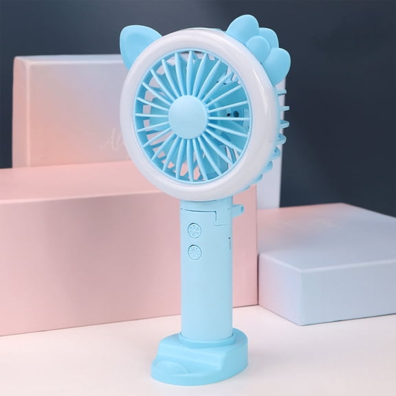 Cute Feline Design, Portable Handheld Folding Mini Fan, USB Rechargeable Cooling Device with LED Night Light, Silent Pocket Ventilator for Youth Learner