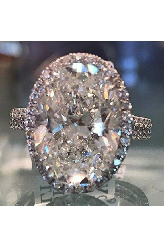 Cute Female Big Oval Finger Ring Fashion Silver Color Crystal Zircon Stone Engagement Ring Vintage Wedding Rings For Women