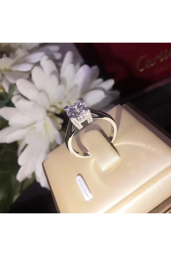 Cute Female Crystal Zircon Ring Silver Color Big Stone Finger Ring Vintage Rings For Women Fashion Jewelry