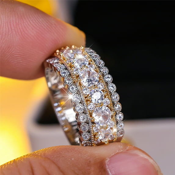 New Cute Female White Zircon Stone Engagement Ring Vintage Silver Color Wedding Jewelry For Women