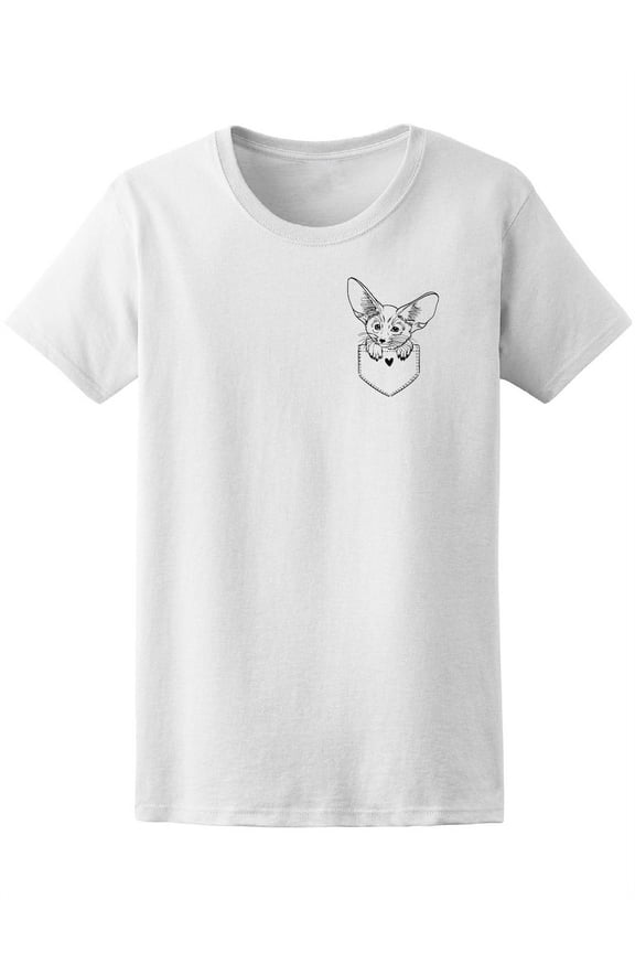 Cute Fennec Fox In Pocket Sketch T-Shirt - Image by Shutterstock, Female Large