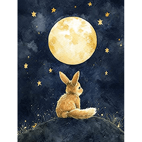 Cute Fennec Fox Under the Moon Canvas Art Print Perfect for Bedroom Living Room Nursery Office and Bathroom Decor