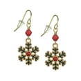 thumbnail image 1 of Cute Festive Red and Green Snowflake Holiday Earrings, 1 of 4