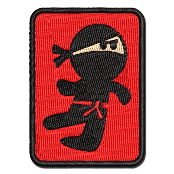 Cute Fighting Ninja Applique Multi-Color Embroidered Iron-On Patch - 2.0 Inch Mini